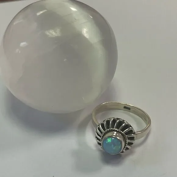 Fire Opal Sterling Silver 925 Ring Size 6.75 - Picture 2 of 5